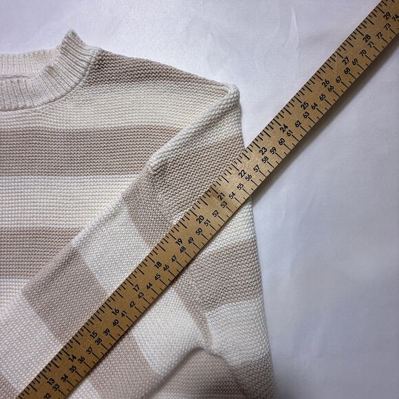Moon & Madison Women's Cropped Knit Striped Neutral Long Sleeve Sweater Sz Small - Picture 4 of 8